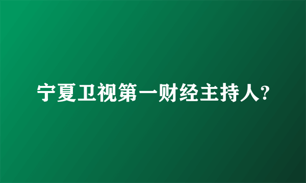 宁夏卫视第一财经主持人?