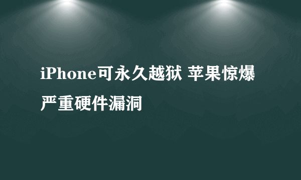 iPhone可永久越狱 苹果惊爆严重硬件漏洞