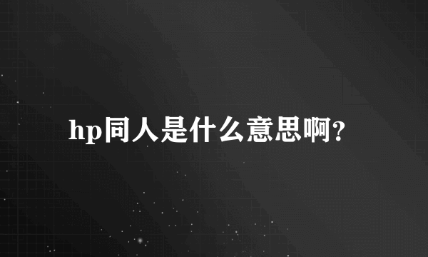 hp同人是什么意思啊？