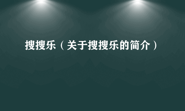 搜搜乐（关于搜搜乐的简介）