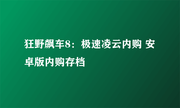 狂野飙车8：极速凌云内购 安卓版内购存档