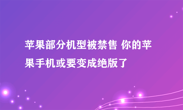 苹果部分机型被禁售 你的苹果手机或要变成绝版了