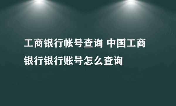 工商银行帐号查询 中国工商银行银行账号怎么查询