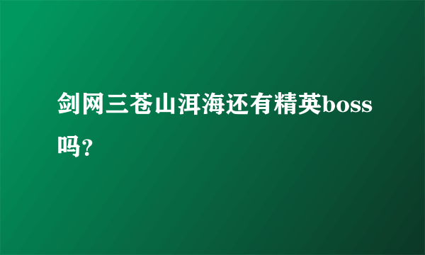 剑网三苍山洱海还有精英boss吗？