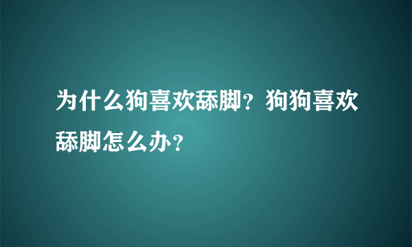 为什么狗喜欢舔脚？狗狗喜欢舔脚怎么办？