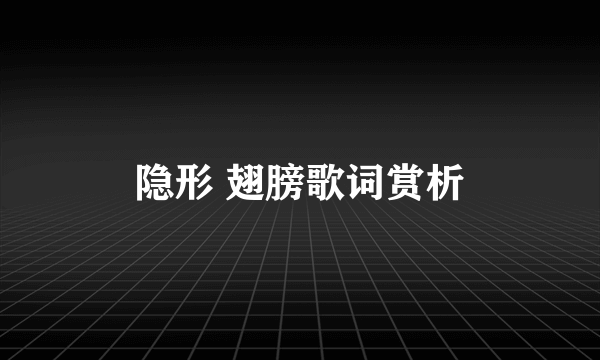 隐形 翅膀歌词赏析