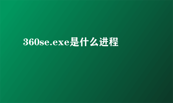 360se.exe是什么进程