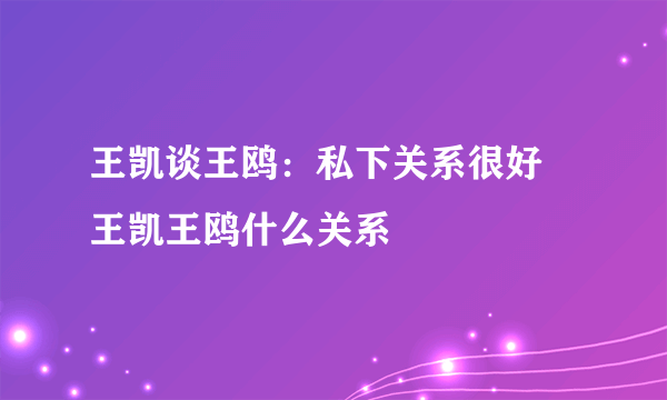 王凯谈王鸥：私下关系很好 王凯王鸥什么关系