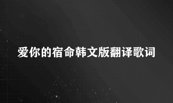 爱你的宿命韩文版翻译歌词