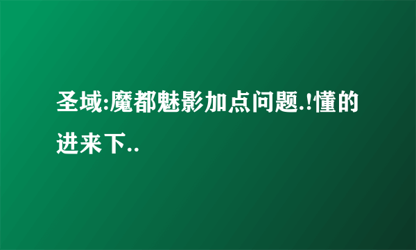 圣域:魔都魅影加点问题.!懂的进来下..