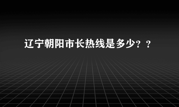 辽宁朝阳市长热线是多少？？