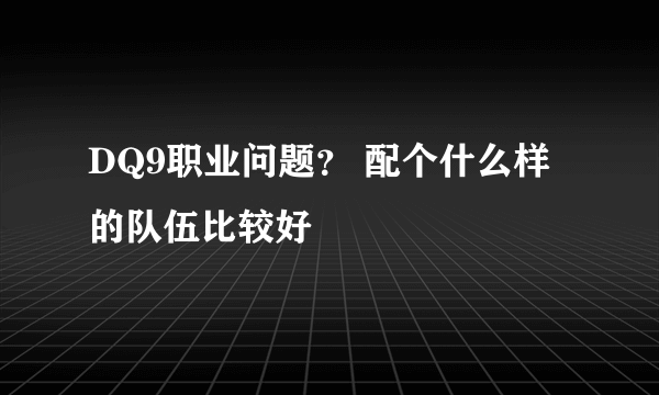 DQ9职业问题？ 配个什么样的队伍比较好