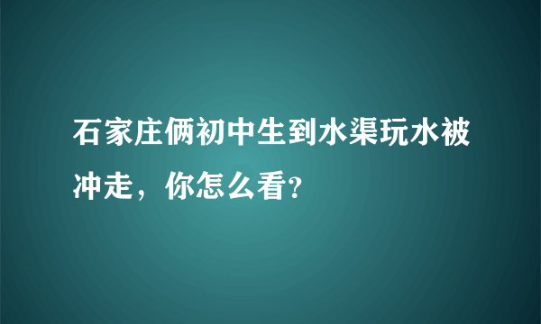 石家庄俩初中生到水渠玩水被冲走，你怎么看？