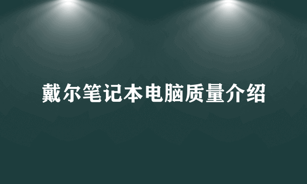 戴尔笔记本电脑质量介绍