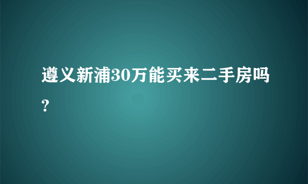 遵义新浦30万能买来二手房吗?