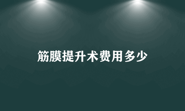 筋膜提升术费用多少