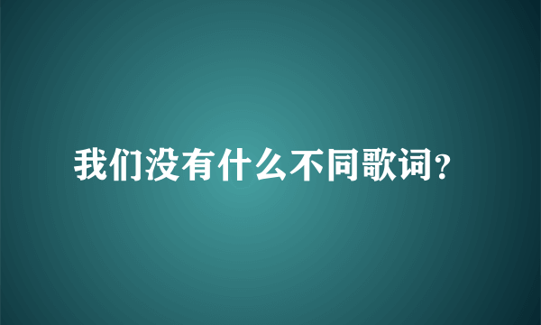 我们没有什么不同歌词？