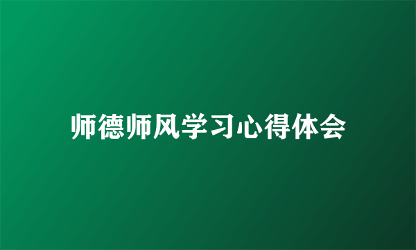 师德师风学习心得体会