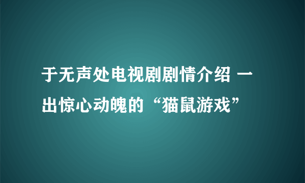 于无声处电视剧剧情介绍 一出惊心动魄的“猫鼠游戏”