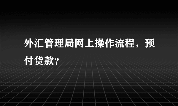 外汇管理局网上操作流程，预付货款？