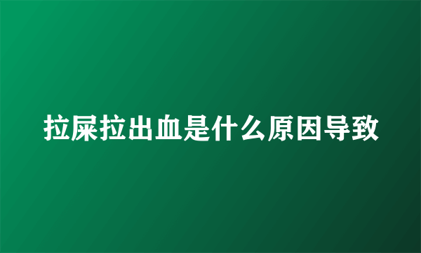 拉屎拉出血是什么原因导致