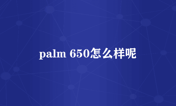 palm 650怎么样呢