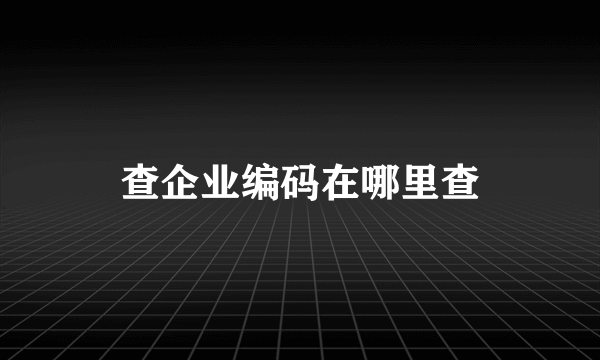 查企业编码在哪里查