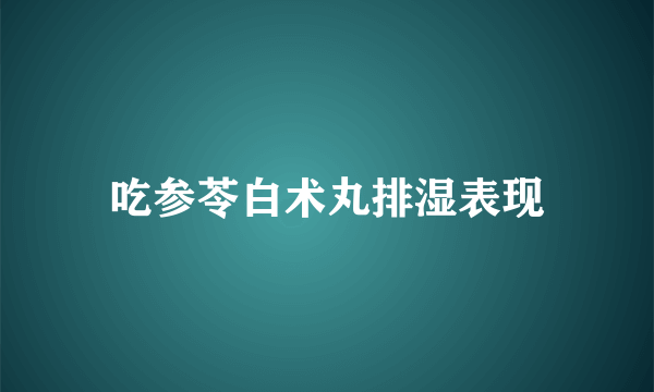 吃参苓白术丸排湿表现