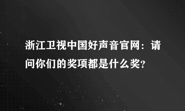 浙江卫视中国好声音官网：请问你们的奖项都是什么奖？