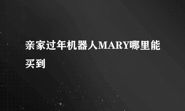 亲家过年机器人MARY哪里能买到