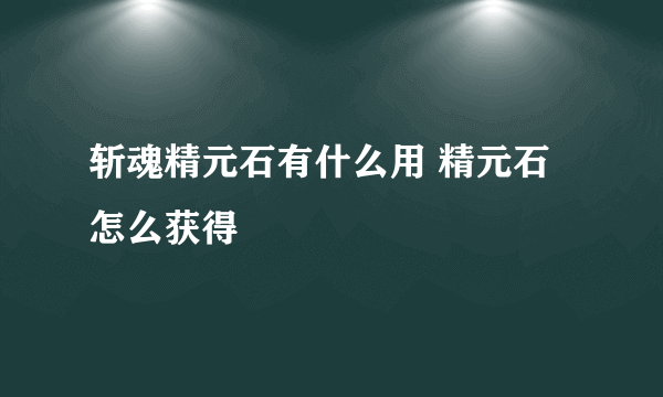 斩魂精元石有什么用 精元石怎么获得