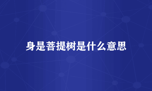 身是菩提树是什么意思