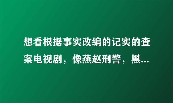 想看根据事实改编的记实的查案电视剧，像燕赵刑警，黑白大搏斗，中国刑侦一号案