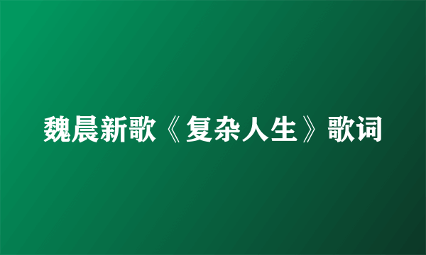 魏晨新歌《复杂人生》歌词