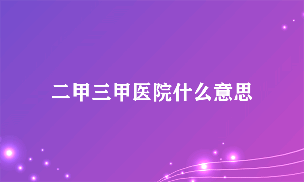 二甲三甲医院什么意思