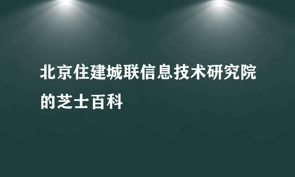 北京住建城联信息技术研究院的芝士百科