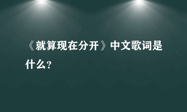《就算现在分开》中文歌词是什么？
