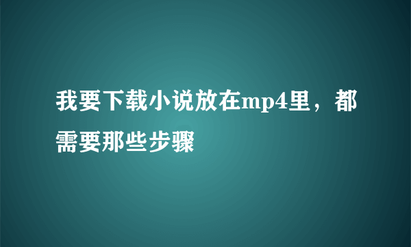 我要下载小说放在mp4里，都需要那些步骤