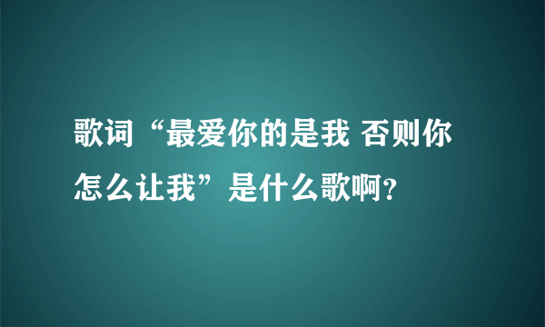 歌词“最爱你的是我 否则你怎么让我”是什么歌啊？