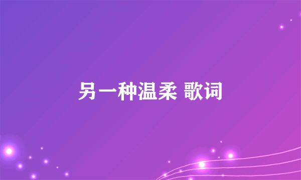 另一种温柔 歌词
