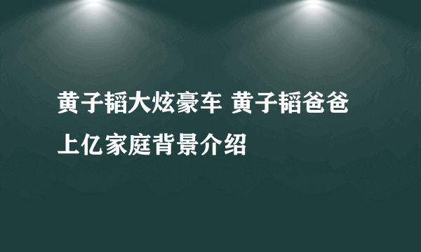 黄子韬大炫豪车 黄子韬爸爸上亿家庭背景介绍