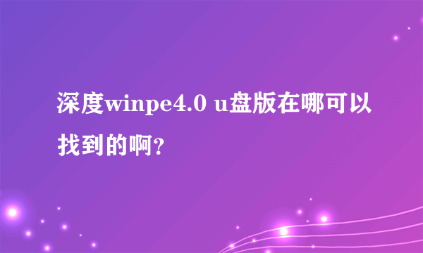 深度winpe4.0 u盘版在哪可以找到的啊？
