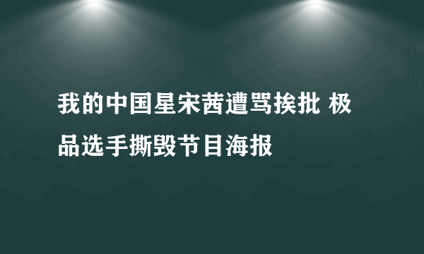 我的中国星宋茜遭骂挨批 极品选手撕毁节目海报