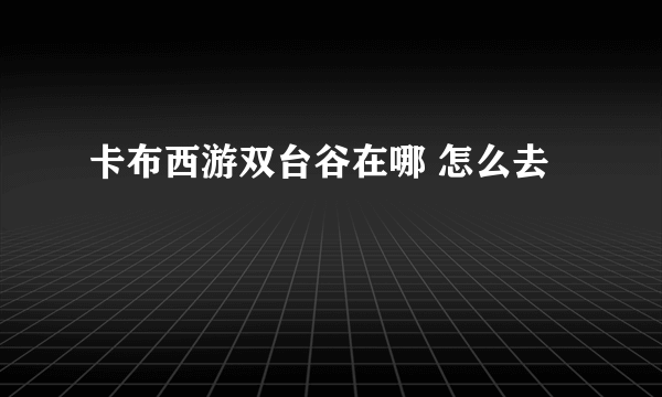 卡布西游双台谷在哪 怎么去