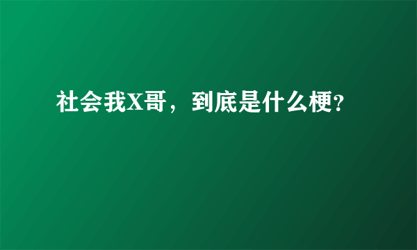 社会我X哥，到底是什么梗？