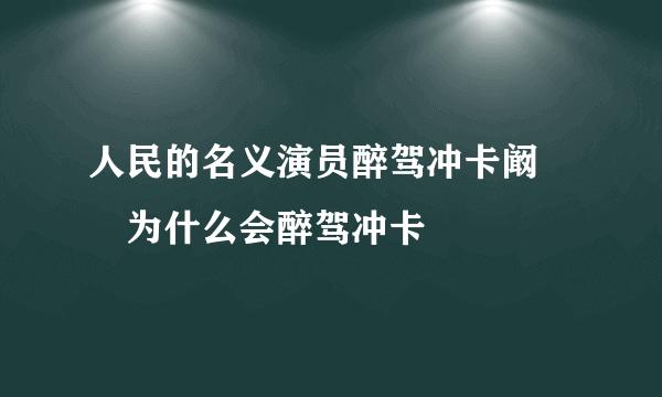 人民的名义演员醉驾冲卡阚犇犇为什么会醉驾冲卡