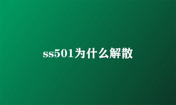 ss501为什么解散
