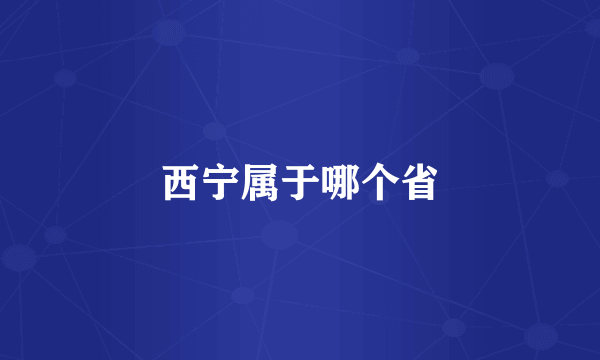 西宁属于哪个省