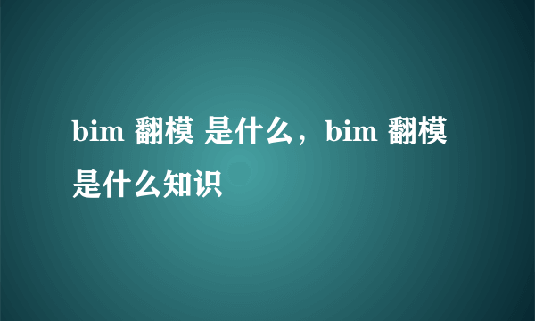 bim 翻模 是什么，bim 翻模 是什么知识