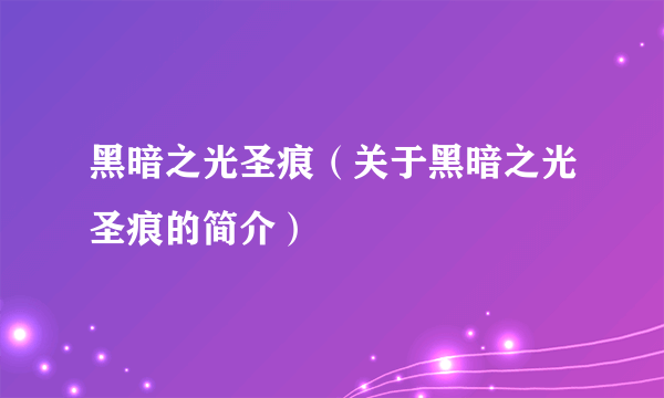 黑暗之光圣痕（关于黑暗之光圣痕的简介）